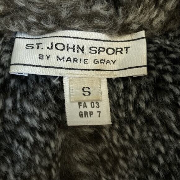 St John Sport Faux Suede Vest Sleeveless Jacket Brown Zip Faux Fur S - Picture 8 of 8